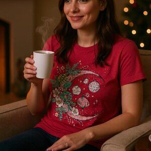 Life is Good Moon Ornaments  Crusher Crew Tee Shirt Holiday